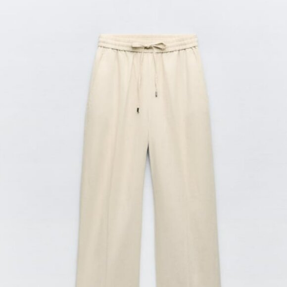 Linen Blend Straight Pants by Zara - Picture 1 of 9